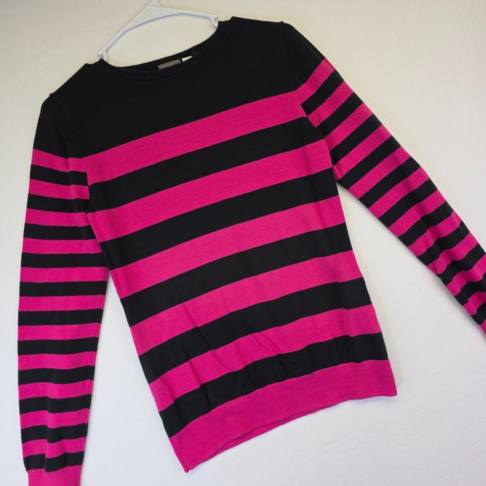 Puma‎ Sweater Womens S Pink Black Nautical Sailor Striped Golf Preppy Minimalist